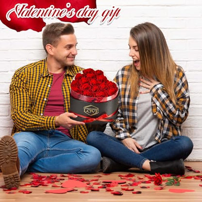 Preserved Roses Gift Set with Heart Box & Plush Bear - Romantic Flower Box