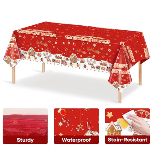 Gingerbread Man Christmas Tablecloth 54x108 Inch Disposable Plastic Holiday Decor
