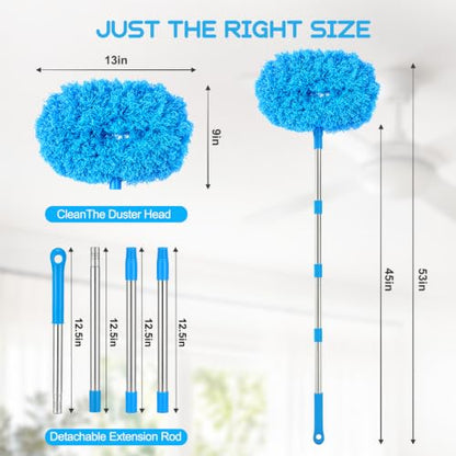 Ceiling Fan Cleaner Duster with Extendable Pole – Reusable Microfiber Dusting Tool