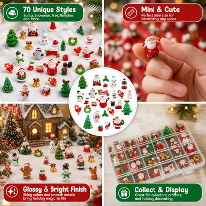 Christmas Miniature Figurines Set for Holiday Decorations and Stocking Stuffers