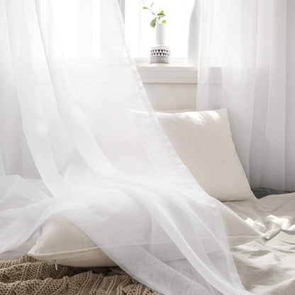 MIULEE Sheer Curtains - Elegant Lightweight Grommet Drapes for Light Filtering | 84 Inch, White, 2 Panels Set