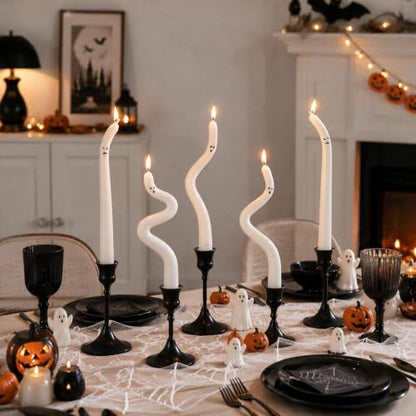 White Ghost Taper Candles Halloween Decorations - 5 pcs