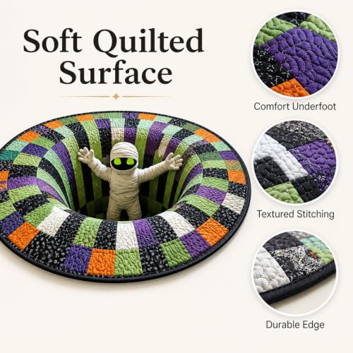 Halloween 3D Candy Corn Optical Illusion Rug - Indoor Round Mat, 80cm/31.5in Variation D