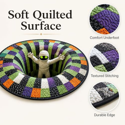 Halloween 3D Candy Corn Optical Illusion Rug - Indoor Round Mat, 80cm/31.5in Variation D