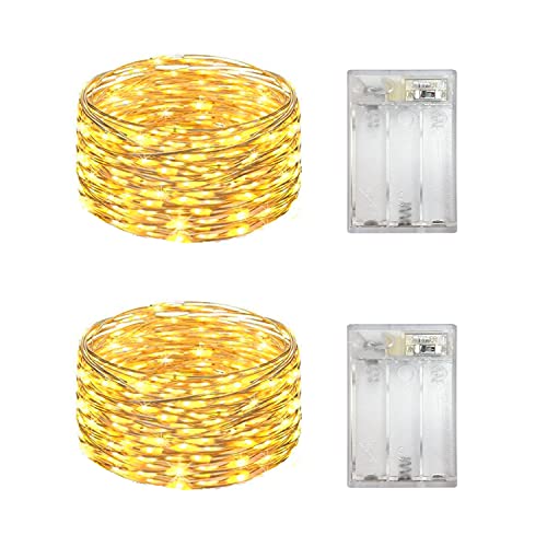 Mini LED Fairy String Lights Yellow Battery Operated 50 LEDs 18ft Indoor Decoration