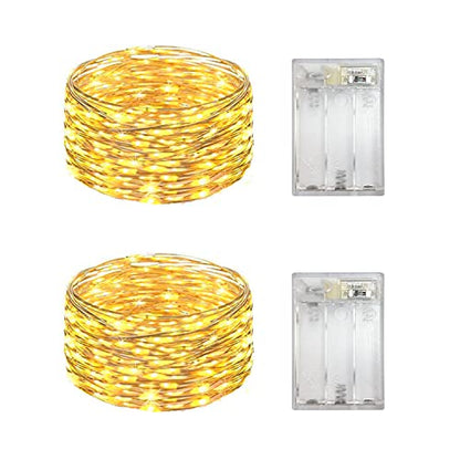 Mini LED Fairy String Lights Yellow Battery Operated 50 LEDs 18ft Indoor Decoration