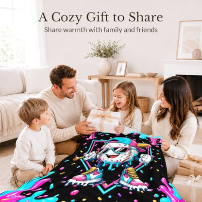 Purple Baseball Drip Blanket for Boys - Flannel Throw for Kids 40x50 inches