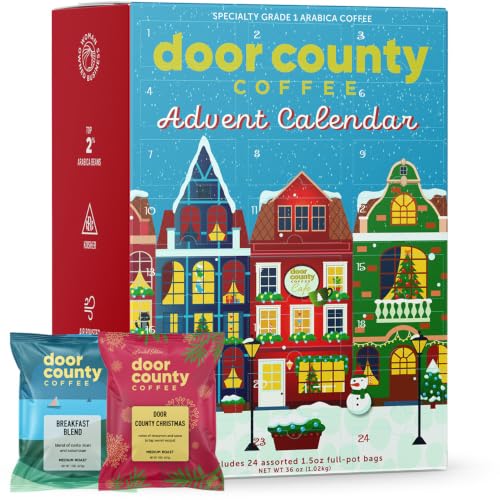 Christmas Coffee Advent Calendar with 24 Full-Pot Ground Flavored Coffee Bags