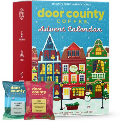 Christmas Coffee Advent Calendar with 24 Full-Pot Ground Flavored Coffee Bags