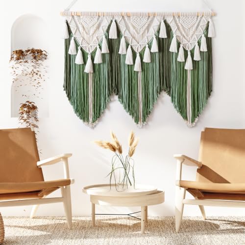 Large Green Macrame Wall Hanging Boho Woven Tapestry Home Decor