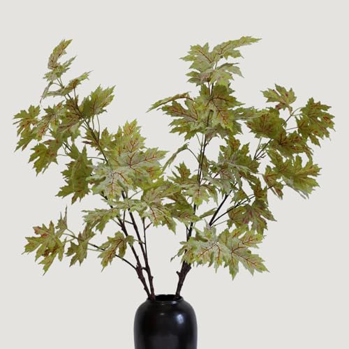KBREE 38-Inch Maple Branches Artificial Greenery Fall Decor with Realistic Leaves, Moss-Rust Brown Variation