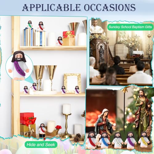 AKFAHOIF 100PCS Little Jesus Figures, Mini Jesus Figurines in Bulk, Multicolor Tiny Jesus Figures, Miniature Figurines to Hide and Seek Religious Gifts for Easter Egg Stuffers