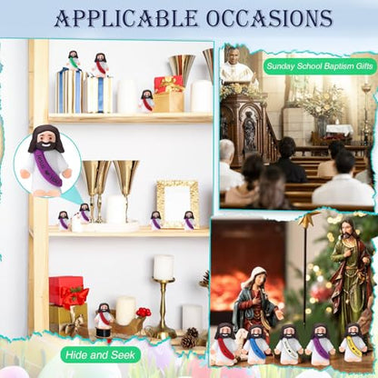 AKFAHOIF 100PCS Little Jesus Figures, Mini Jesus Figurines in Bulk, Multicolor Tiny Jesus Figures, Miniature Figurines to Hide and Seek Religious Gifts for Easter Egg Stuffers