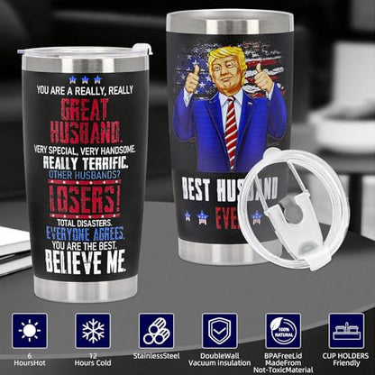 Modern Funny Gift Set for Husband - Stainless Steel Mug & Card Box