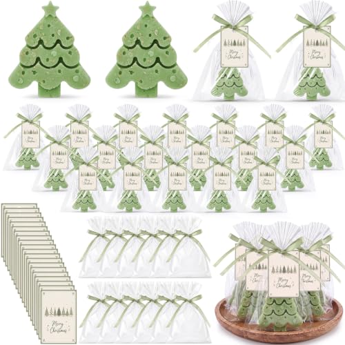 20 Christmas Tree Soaps Set - Handmade Holiday Guest Favors & Decor