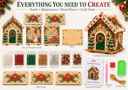 DIY 3D Christmas Pearl House Art Kit - Handmade Holiday Village Decoration B