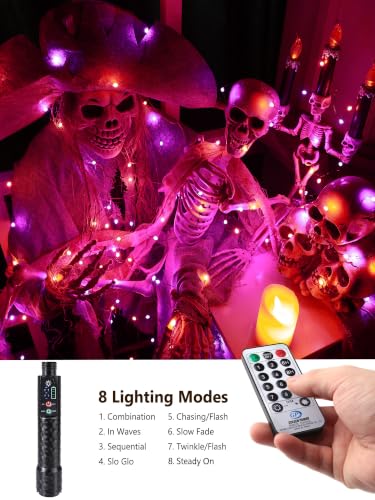 Rechargeable Halloween Fairy Lights 16.4ft 50 LED Orange & Purple 2 Pack