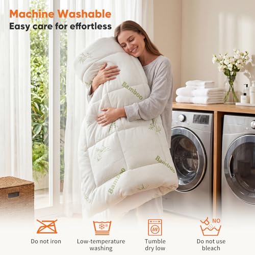 Full Bamboo Viscose Mattress Topper - Green, Cooling & Breathable, Full Size