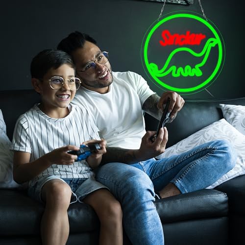Green Dinosaur Neon Sign for Wall Decor, Bedroom, Man Cave & Gift