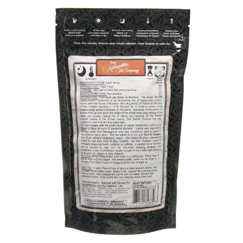 Metropolitan Tea Discovery Loose Tea Pack Bourbon Street Vanilla Flavored Rooibos 100gm Makes 30 - 45 Cups