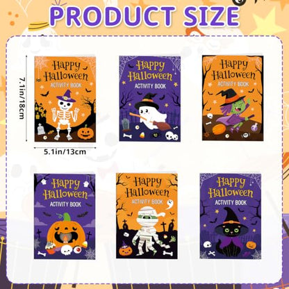 Halloween Activity Books Bulk Set - 12 Mini Coloring & Puzzle Books for Kids - Variation 12