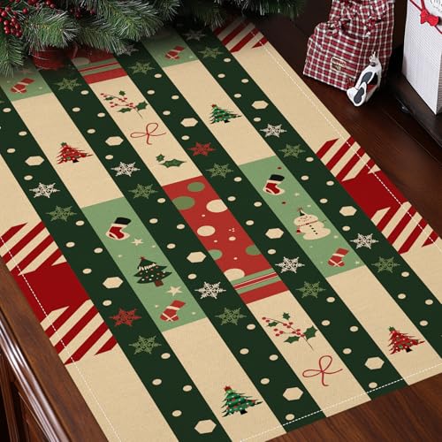 Honitra Christmas Table Runner 13x72 Inch Waterproof Linen Green Seasonal Decor Variation of THIS listing