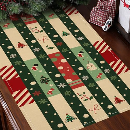 Honitra Christmas Table Runner 13x72 Inch Waterproof Linen Green Seasonal Decor Variation of THIS listing