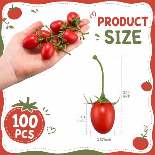Artificial Red Cherry Tomatoes Set - Realistic Faux Fruit Decor, 100 Pcs