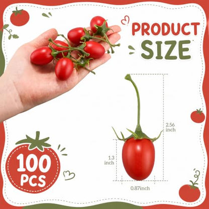 Artificial Red Cherry Tomatoes Set - Realistic Faux Fruit Decor, 100 Pcs