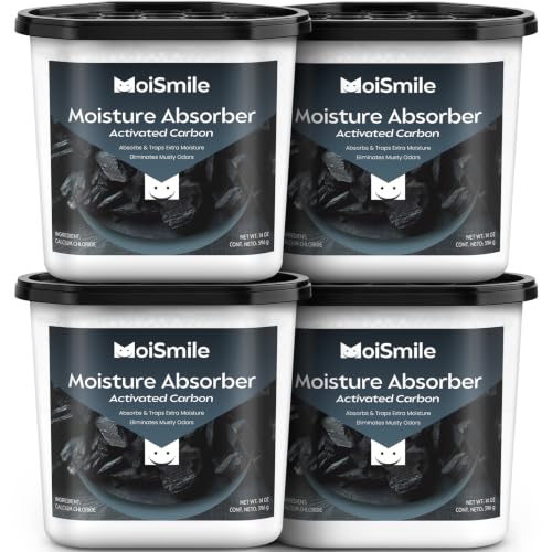 Moismile Activated Carbon Moisture Absorber Buckets 14 oz - 4 Pack