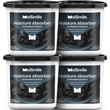 Moismile Activated Carbon Moisture Absorber Buckets 14 oz - 4 Pack