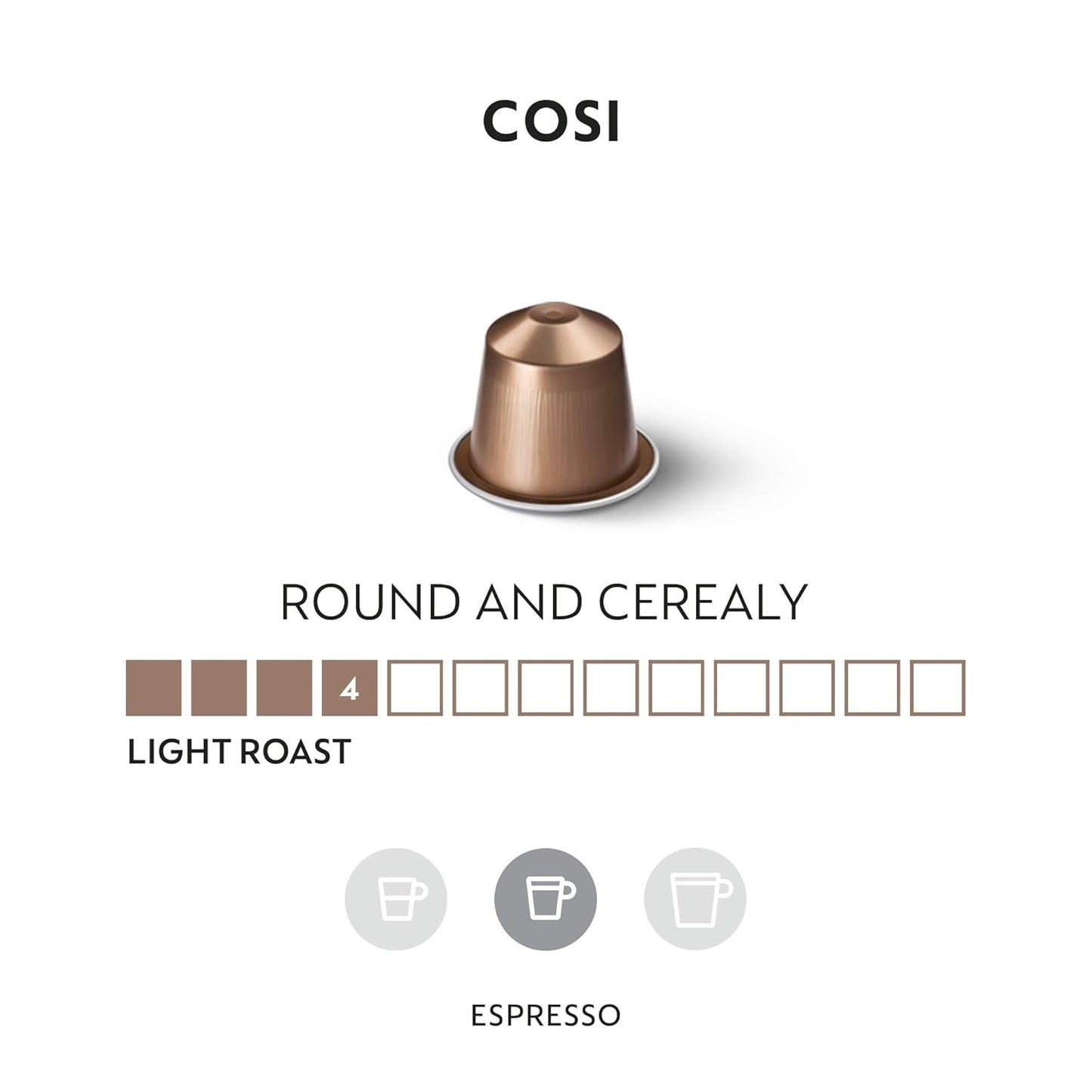 Nespresso Cosi Mild Roast Espresso Coffee Capsules - 50 Count Original Line Pods