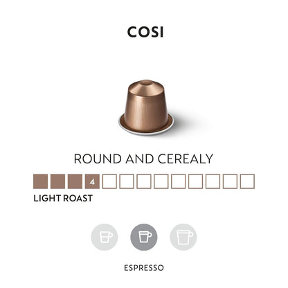 Nespresso Cosi Mild Roast Espresso Coffee Capsules - 50 Count Original Line Pods