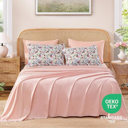 Andency King Reversible Floral Comforter Set - Pink Multi, 104x90 Inches