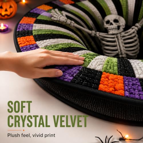 3D Halloween Rug - 39 Inch Optical Illusion Vortex Floor Mat with Ghosts and Pumpkins