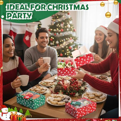 Glenmal 24 Pack Christmas Cookie Boxes with Window Snowflake Pattern 9x6x3 Inches - Holiday Gift Packaging