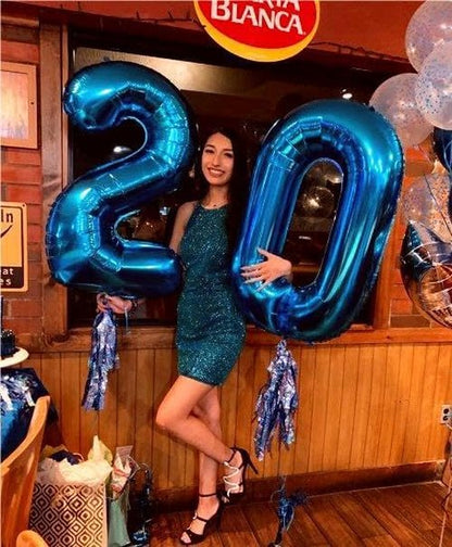 Big Navy Blue Foil 0 Number Balloon - 40 Inch Birthday & Anniversary Decoration for All Ages