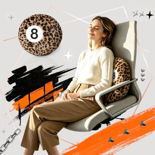 Leopard Print 8 Ball Throw Pillow - Cheetah Pattern Plush Decorative Cushion