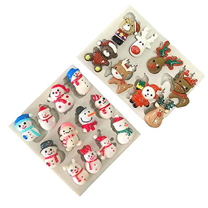 Christmas Elk & Snowman Silicone Mold for Cake Fondant Cookies Soap - Holiday Decor