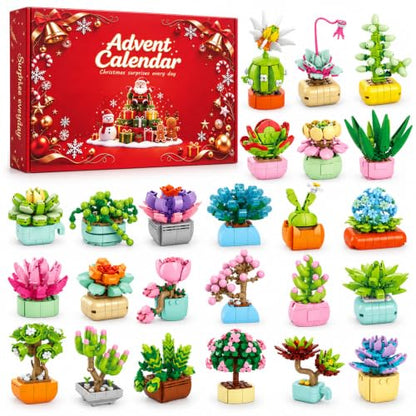 Flower Succulent Advent Calendar 2026 - 24 Mini Plant Building Blocks Kit