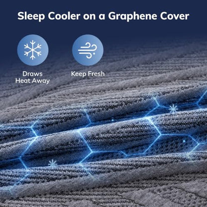 Twin 2 Inch Gel Memory Foam Mattress Topper with Graphene Cover - No Sheet Needed