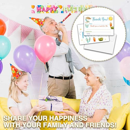 Kids Thank You Cards Fill in the Blank Beach or Bright Pastel Set with Envelopes