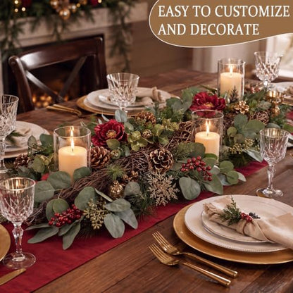 Grapevine Teardrop Swag Wreath Base 20 Inch with 40 Floral Wire Stems - Variation 42