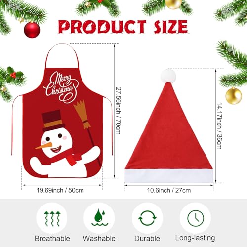 Kids Christmas Apron and Hat Set - Santa Snowman Gingerbread for Baking & Parties