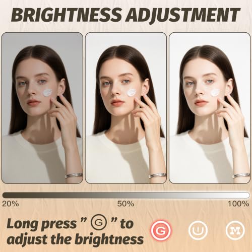 16-Inch Hollywood Vanity Mirror with Lights, 3 Color Modes, Dimmable Bulbs - White / 17"L x 13"W