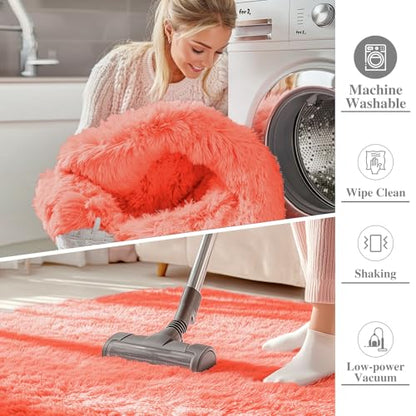OLANLY 3x6 Machine Washable Runner Rugs for Hallway, Soft Fluffy Shaggy Bedside Rugs for Bedroom, Living Room, Indoor Floor Carpet for Kids Girls and Boys, Nursery Rooms, Home Decor Aesthetic, Black