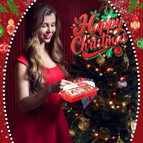 100 Pack Christmas Charcuterie Boxes with Clear Lids, Ropes & Cards - 7.5 Inch Dessert Containers for Cookies, Cakes, Pastries, Xmas Party Favors