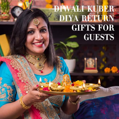 Diwali Return Gift Set with Kuber Diya and Ganesha - Flower Variation