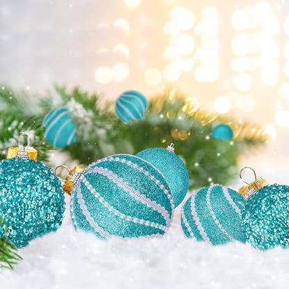 Turquoise Christmas Ball Ornaments Set - 32 Pcs Multi-Size Holiday Decorations