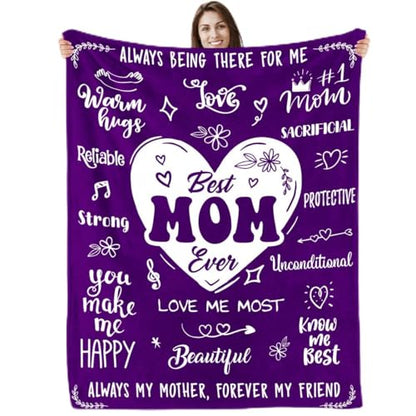 Best Mom Ever Blanket - Soft Warm Gift for Mothers Day, Birthday, Christmas